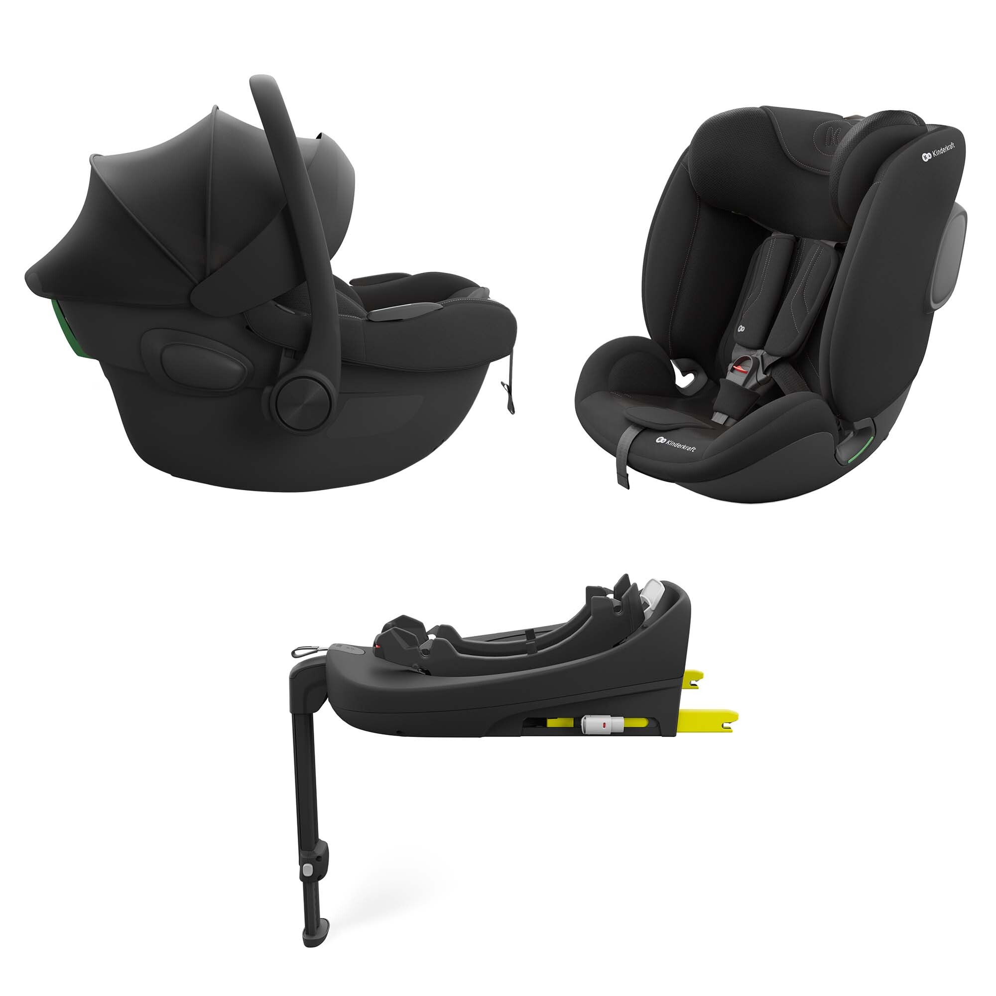 Kinderkraft ENDURA SAFE Modular System – Babyschale & Kindersitz 2in1 mit drehbarer ISOFIX-Basis, i-Size, Schwarz KCENSA00BLK3000
