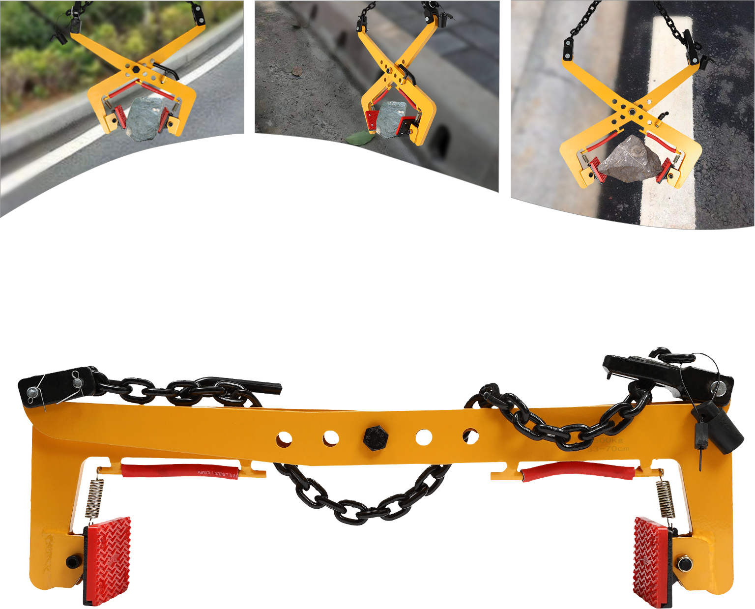 Bordstein-Versetzzange – Verstellbare Öffnung 30–51 Cm – 350 Kg Tragkraft – Aus Legiertem Stahl – Für Pflastersteine Und Bordsteine Steingreifer 350kg Tragkraft