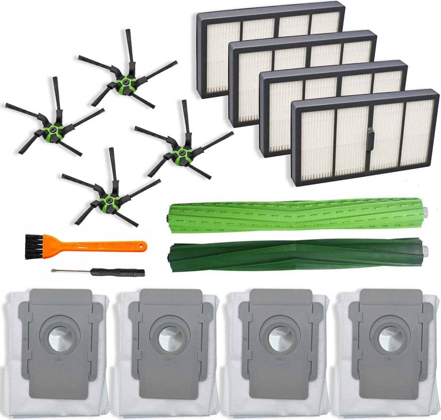Parti di ricambio adatte per iRobot Roomba serie s9 (9150) s9 + s9 Plus ( 9550) Kit aspirapolvere robot Wi-Fi (2 spazzole in gomma 4 filtri 6 spazzole laterali