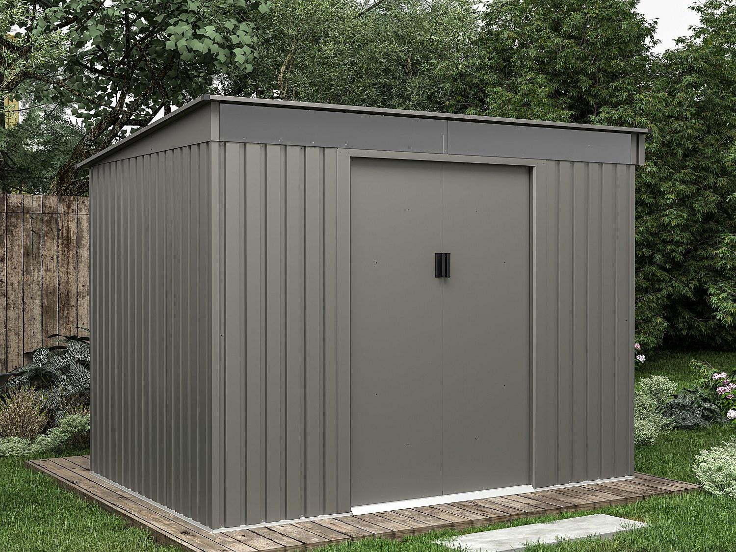 Gartenhaus aus verzinktem Stahl, grau, 4,29 m² - FOLCO