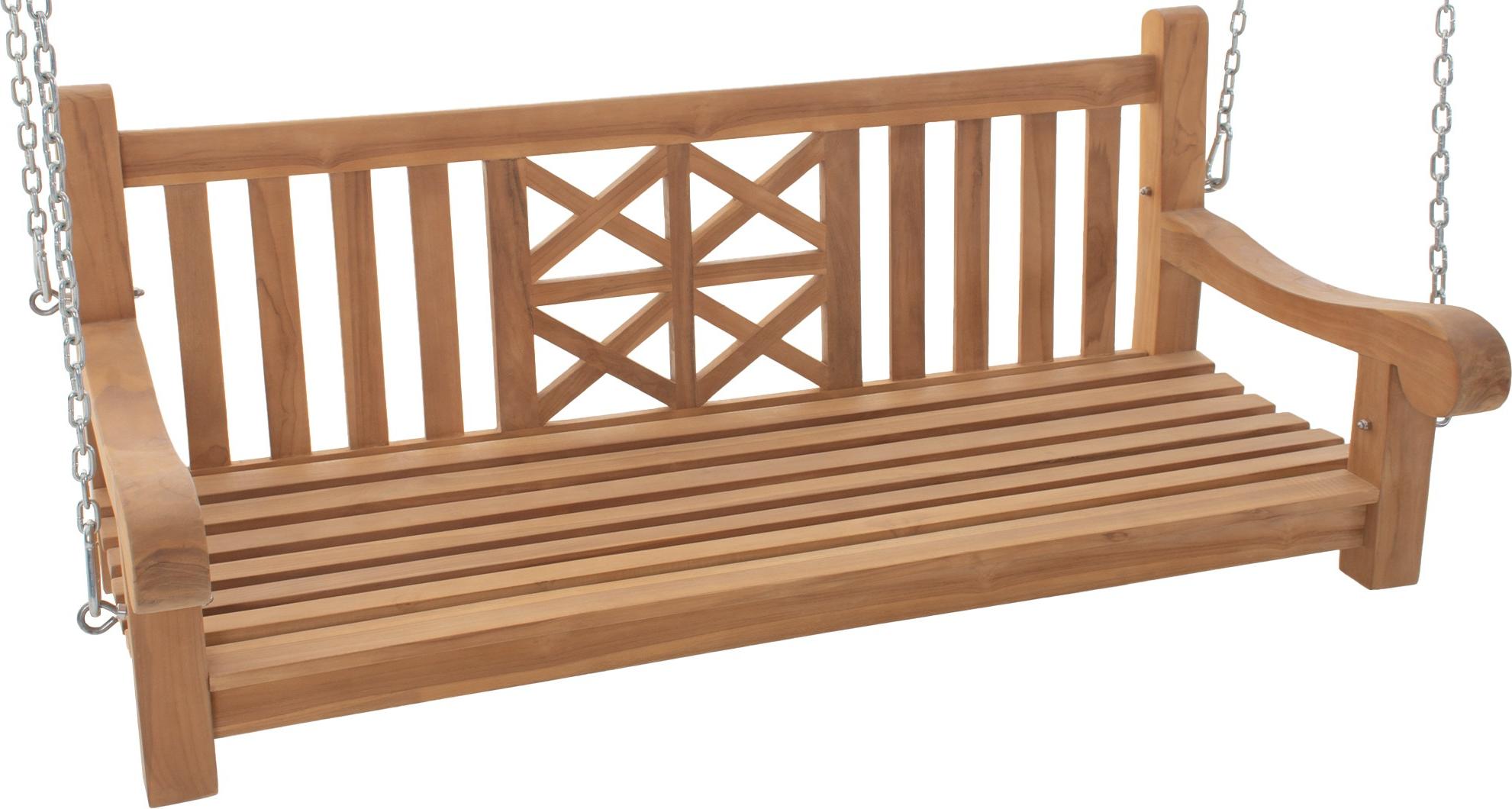 Schaukelbank TABEL - Holz Teak 150x70x61 cm | Hängebank Gartenschaukel Zum Aufhängen Veranda-Schaukel
