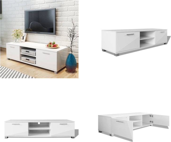 vidaXL TV Schrank Hochglanz Weiß 120x40,5x35 cm - TV-Schrank - TV-Schränke - HiFi-Schrank - HiFi-Schränke HL243041