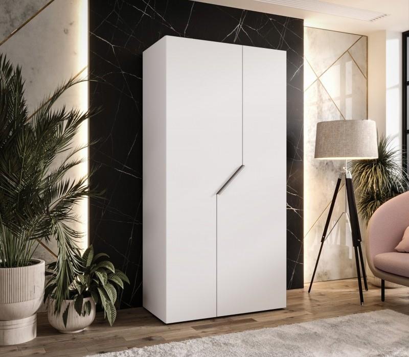 VENETI Schmaler Kleiderschrank 100 cm ELIRA 1 - weiß / Griff aus Kaschmir 064-08-21330