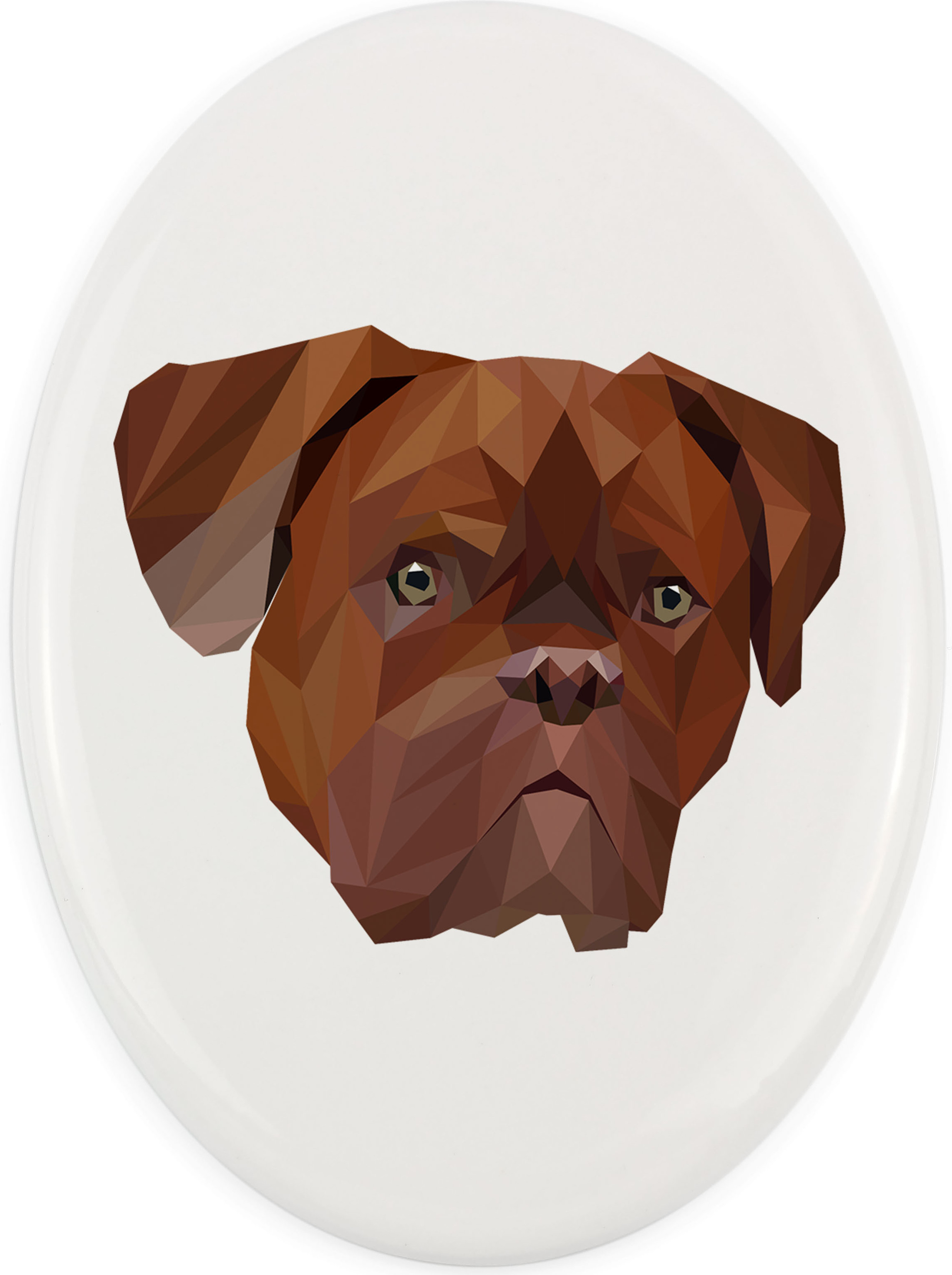 Bordeauxdogge, Dogue de Bordeaux - Fliese mit geometrischem Bild und Schriftzug der Marke Art-Dog