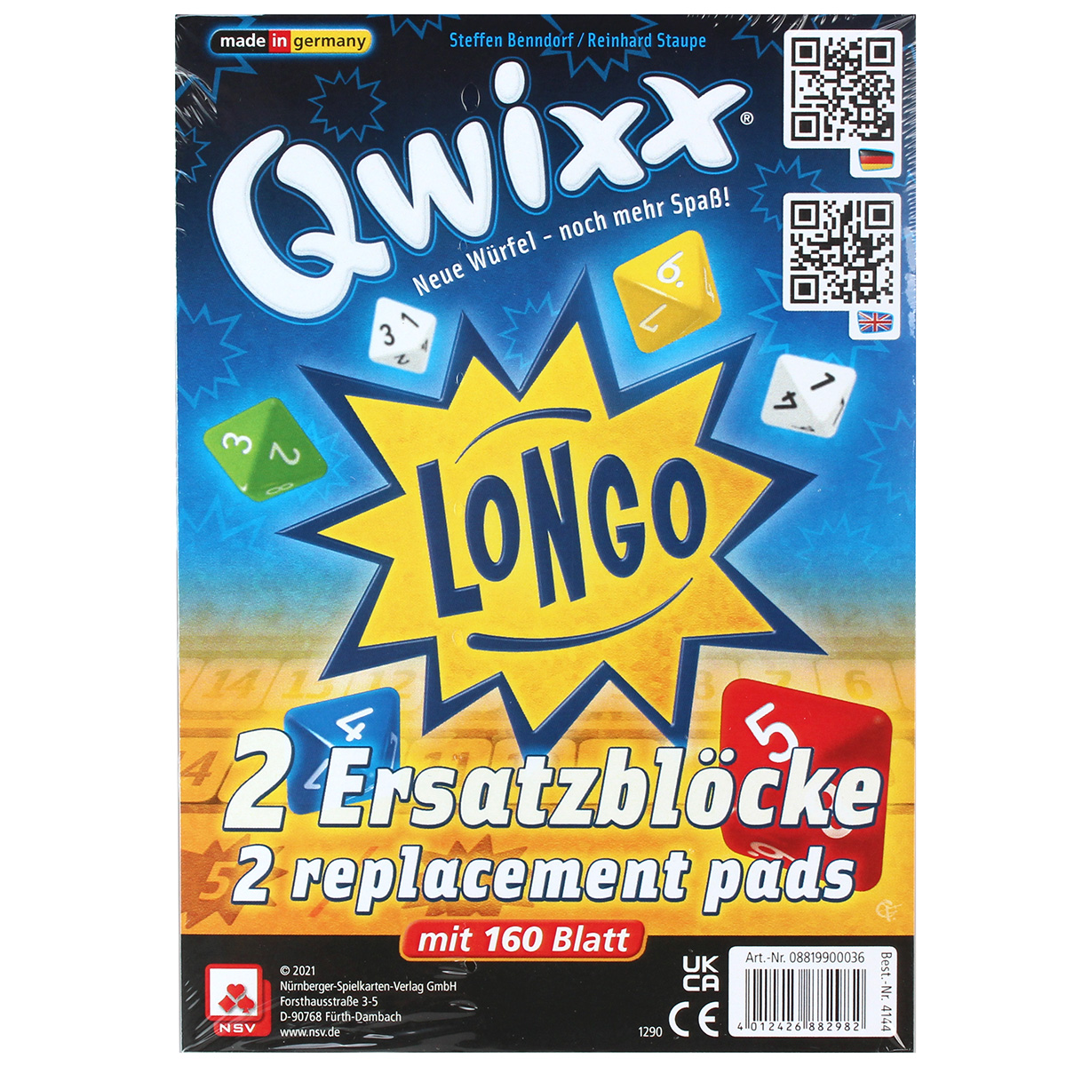 Zubehör Würfelspiel Qwixx 2 Ersatzblöcke 