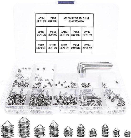 OEM Schraubenset RVS Kegelpunkt M3-M8 mit Schraubenschlüssel 2026