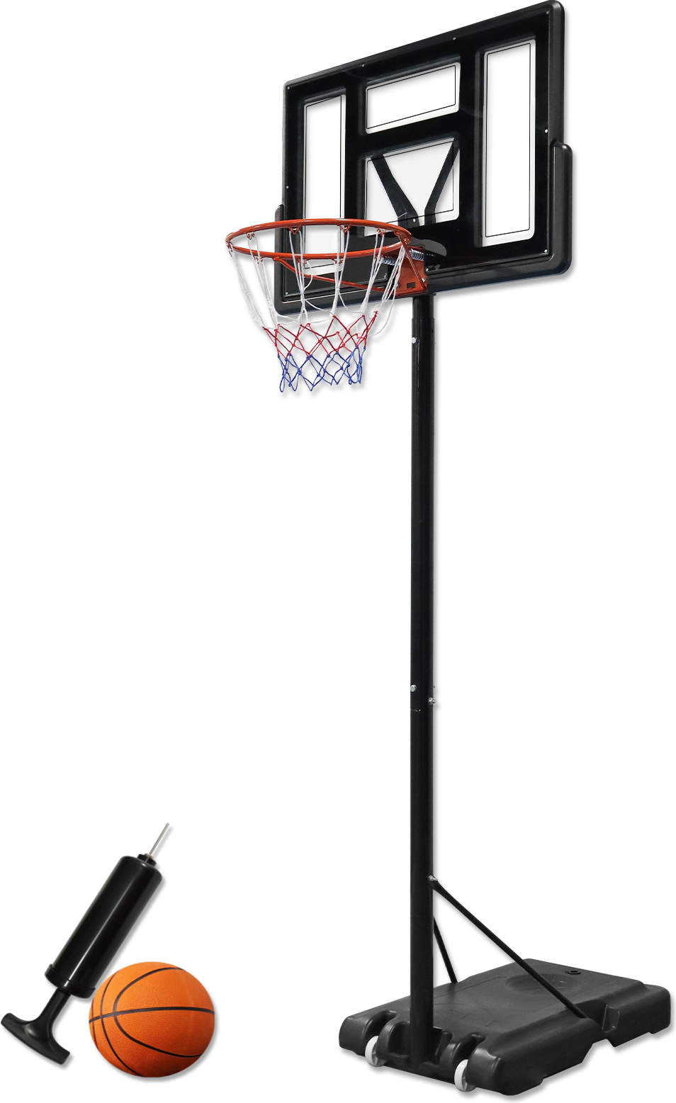 UISEBRT Basketballkorb Outdoor Basketballkorb mit ständer Rollen Basketballständer 135-305cm höhenverstellbar mit Basketball & Pumpe