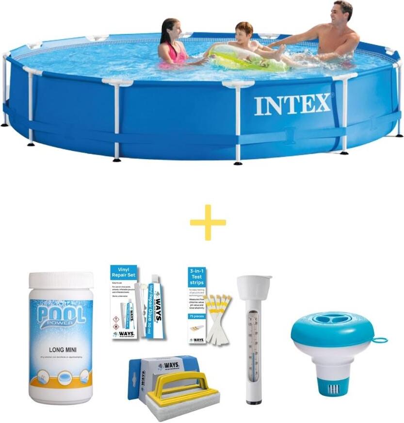 Bazén s kovovým rámom Intex - 366 x 76 cm - balík WAYS na údržbu