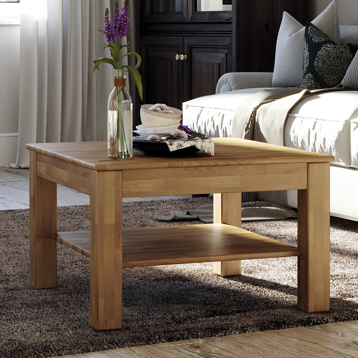 Krok Wood Couchtisch Bonn aus Massivholz in Eiche 75x50x45 cm KO-3Q61-PLZE