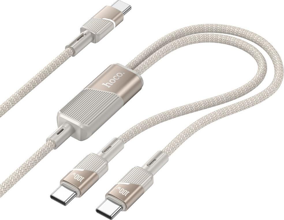 Kábel 2v1 USB C na USB C / USB C Hoco 5A 100W 1,2 m U139 zlatý