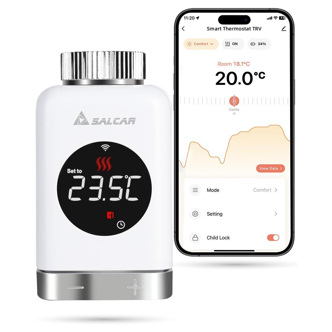 Salcar Smart Home Heizkörperthermostat WIFI Heizungsthermostat Lcd Thermostat Heizkörper RV17