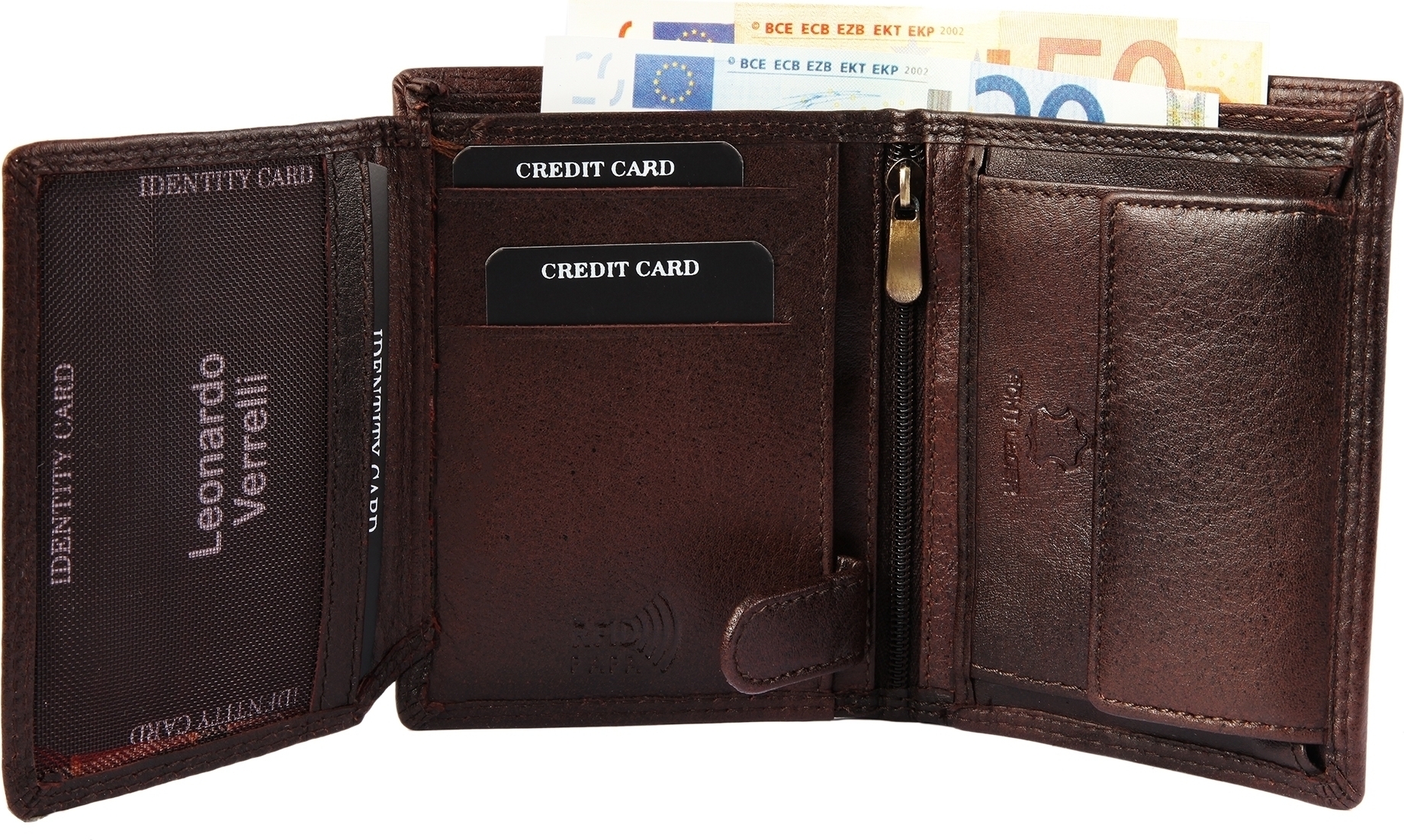 Leonardo Verrelli Herren Geldbörse aus Echtleder mit RFID-Schutz