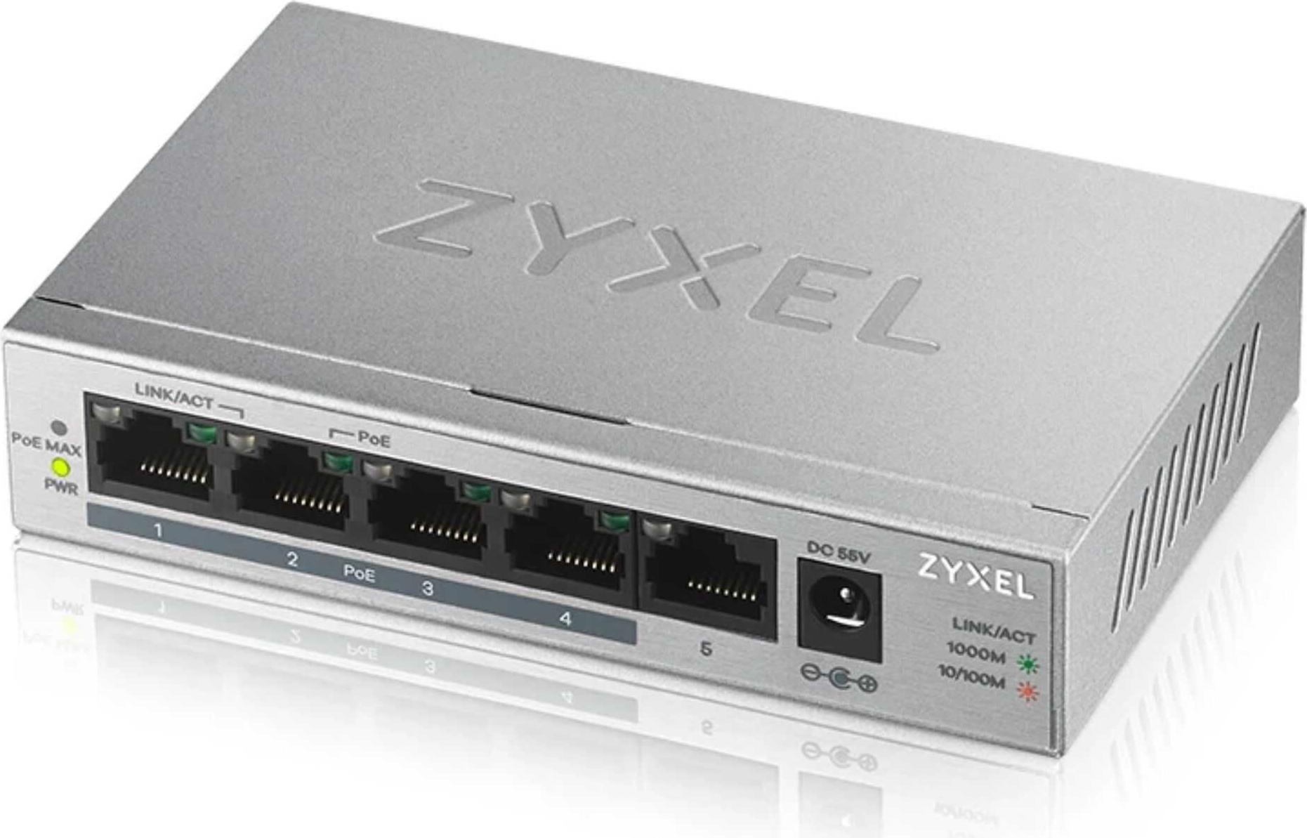Zyxel GS1005-HP 5-Port Desktop Gigabit PoE+ Switch GS1005HP-EU0101F