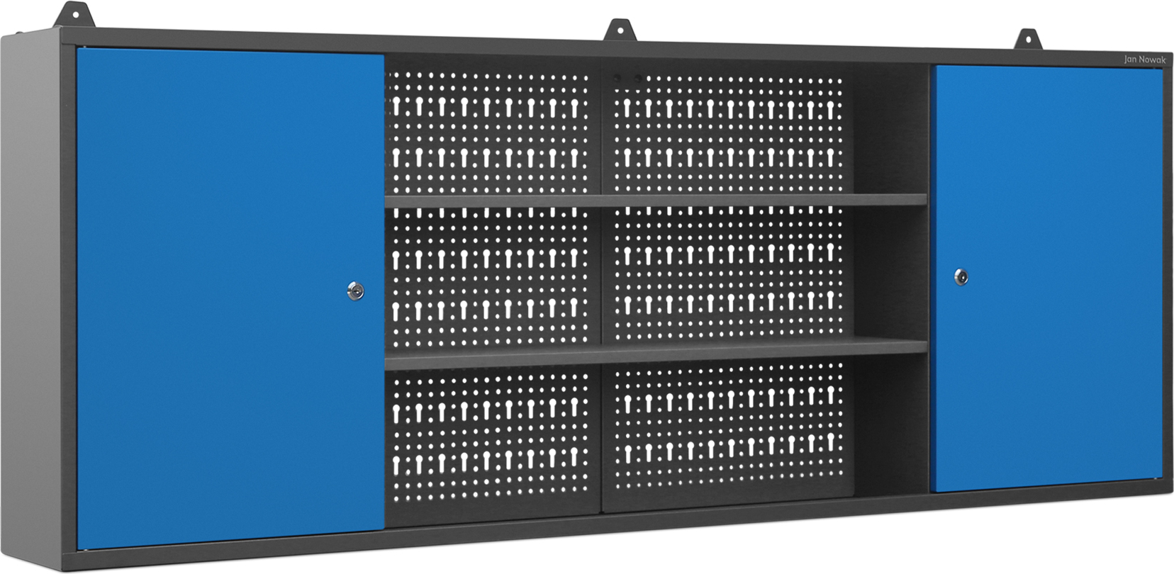 LEO szafa warsztatowa wisząca: antracyt RAL7016-niebieski