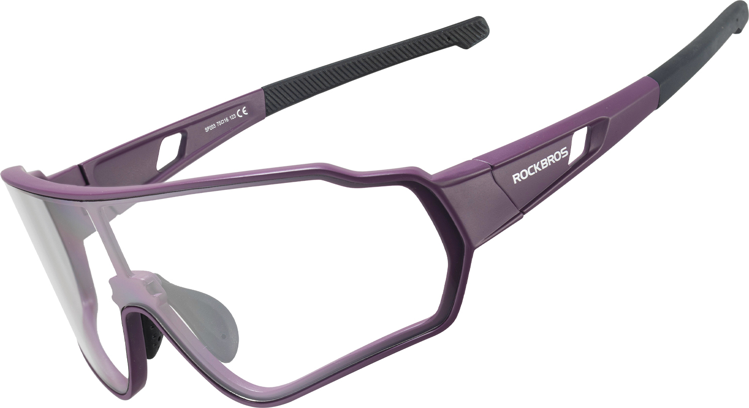 ROCKBROS Fahrrad Selbsttönende Radbrille Photochrom Brille UV400 lila