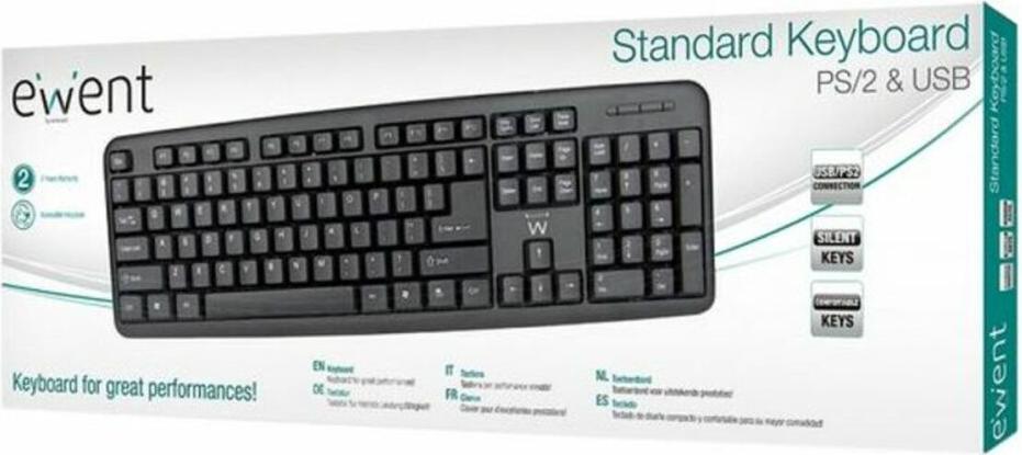 Tastatur Ewent EW3109 PS/2 USB Schwarz