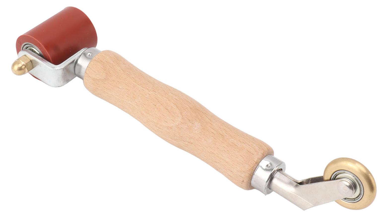 Gistuch 40 mm Silikon-Nahtroller mit doppeltem Verwendungszweck, Messingrad, Holzgriff, Tapete, flach für PVC-TPO-Schweißen, Rot