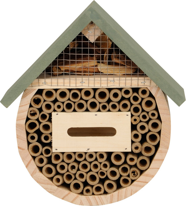 POSIWIO Insektenhaus GREEN natur grün aus Holz Insektenvilla Insektenhotel H20,5cm