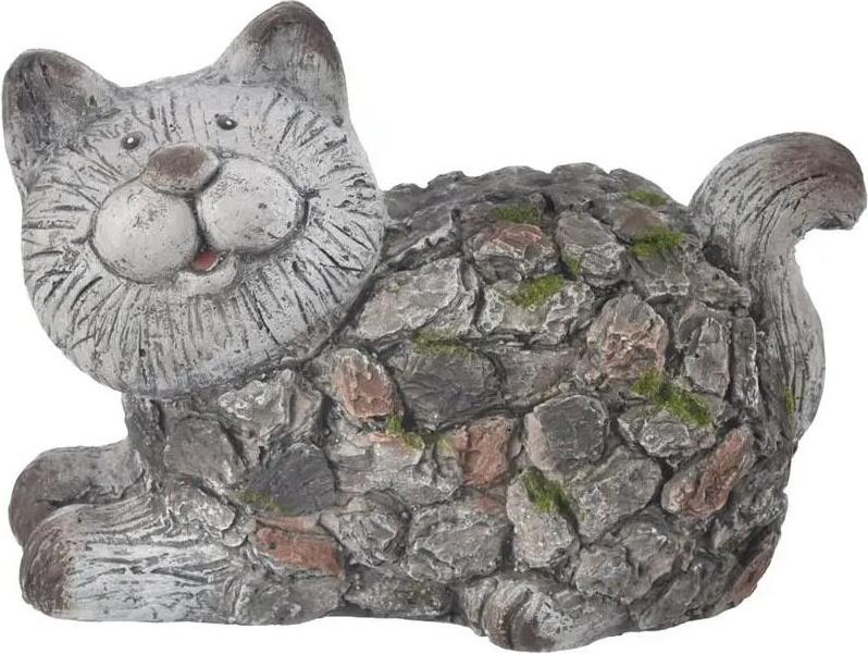 INDECOR Ebi Katze 28 x 19 x 19 cm, Keramik, Steinmuster INDECOR X14118