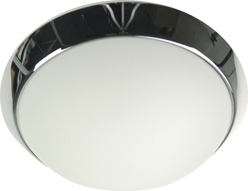 Niermann Standby LED Deckenleuchte rund, Opalglas matt, Dekorring Chrom, Ø 30cm, LED Bürolampe sbs54001
