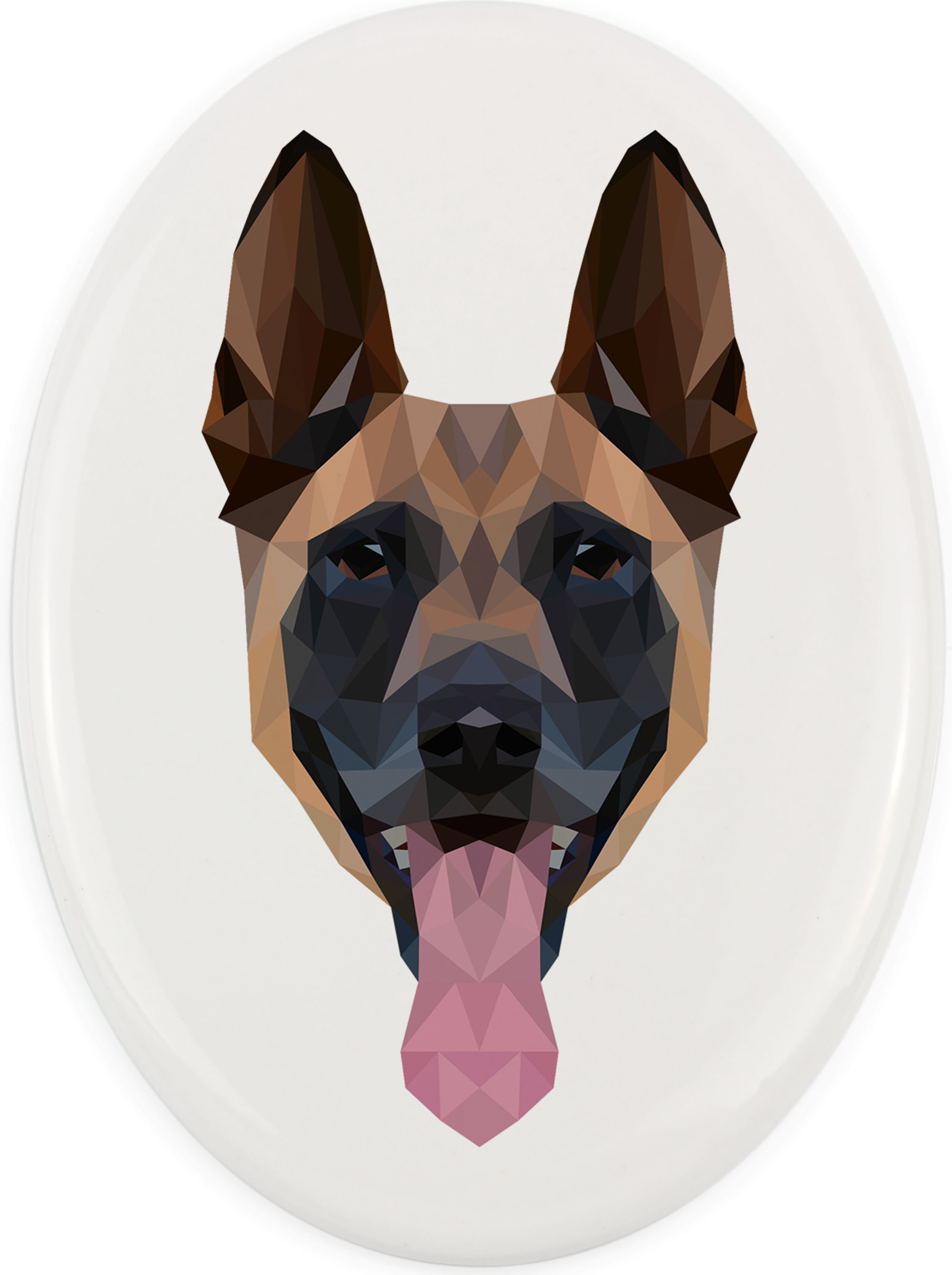 Malinois Belgischer Schäferhund - Fliese mit geometrischem Bild und Schriftzug der Marke Art-Dog