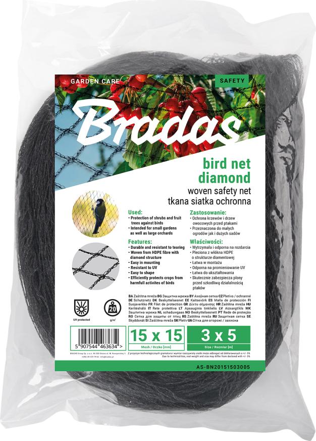 Bradas Sicherheitsnetz/Vogelnetz gewebt 2 x 5 m schwarz AS-BN2015150200