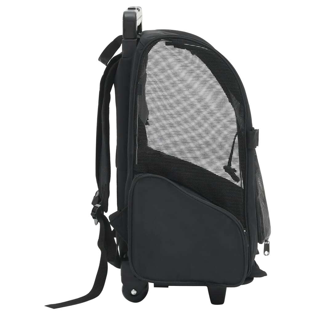 vidaXL Vozík pre domáce zvieratá 3 v 1 skladací čierny