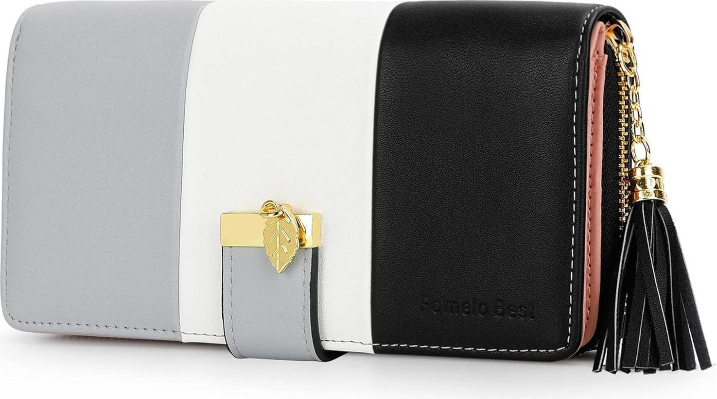 Sonstige Damen Geldbörse Schwarz Leder Scheckheft Kartenfächer 11 Karten