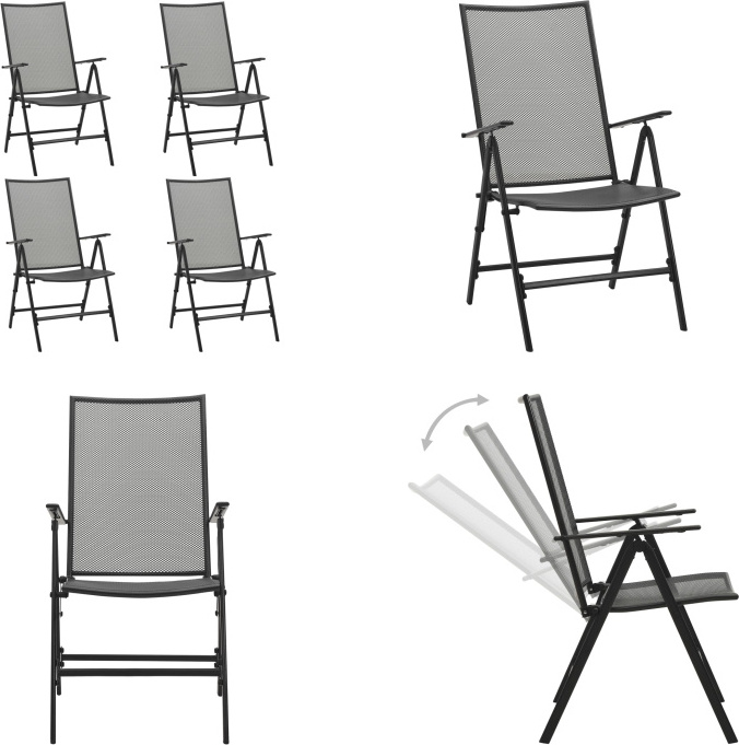 vidaXL Klappstühle 4 Stk. Mesh Stahl Anthrazit - Klappstuhl - Klappstühle - Mesh-Stuhl - Mesh-Stühle HL310153