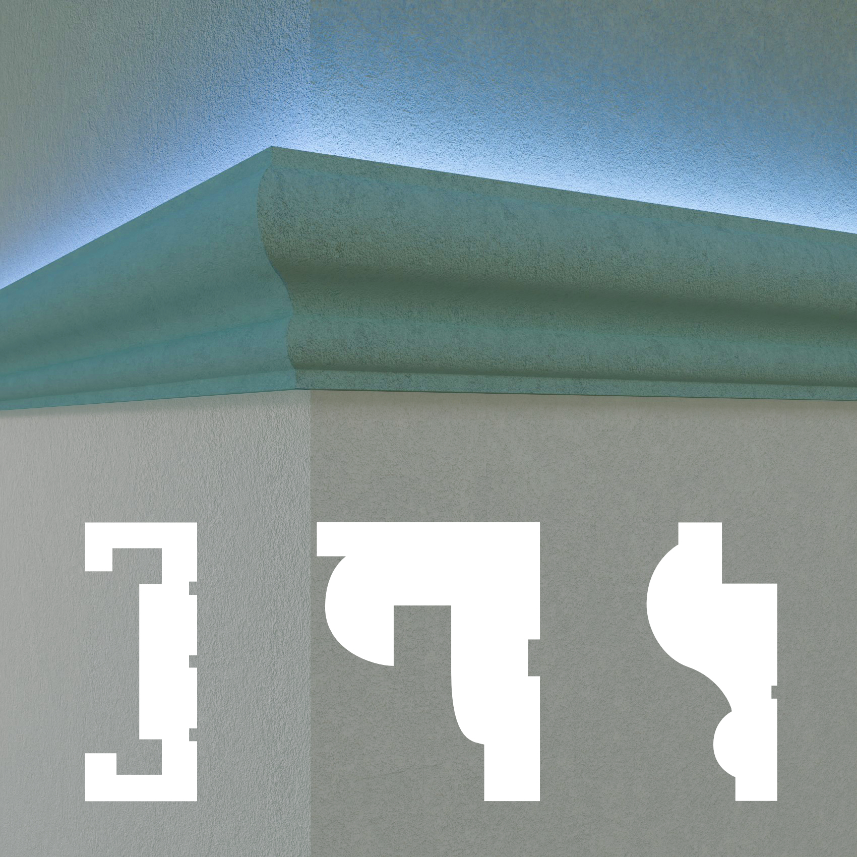 HEXIM LED Fassadenprofil aus EPS - Indirekte Beleuchtung mit Fassaden Stuckleisten Stuckprofile Fassadenverkleidung außenbereich - (DLED-7, 80 x 170 mm, 2 Meter / 1 Profil) 93411