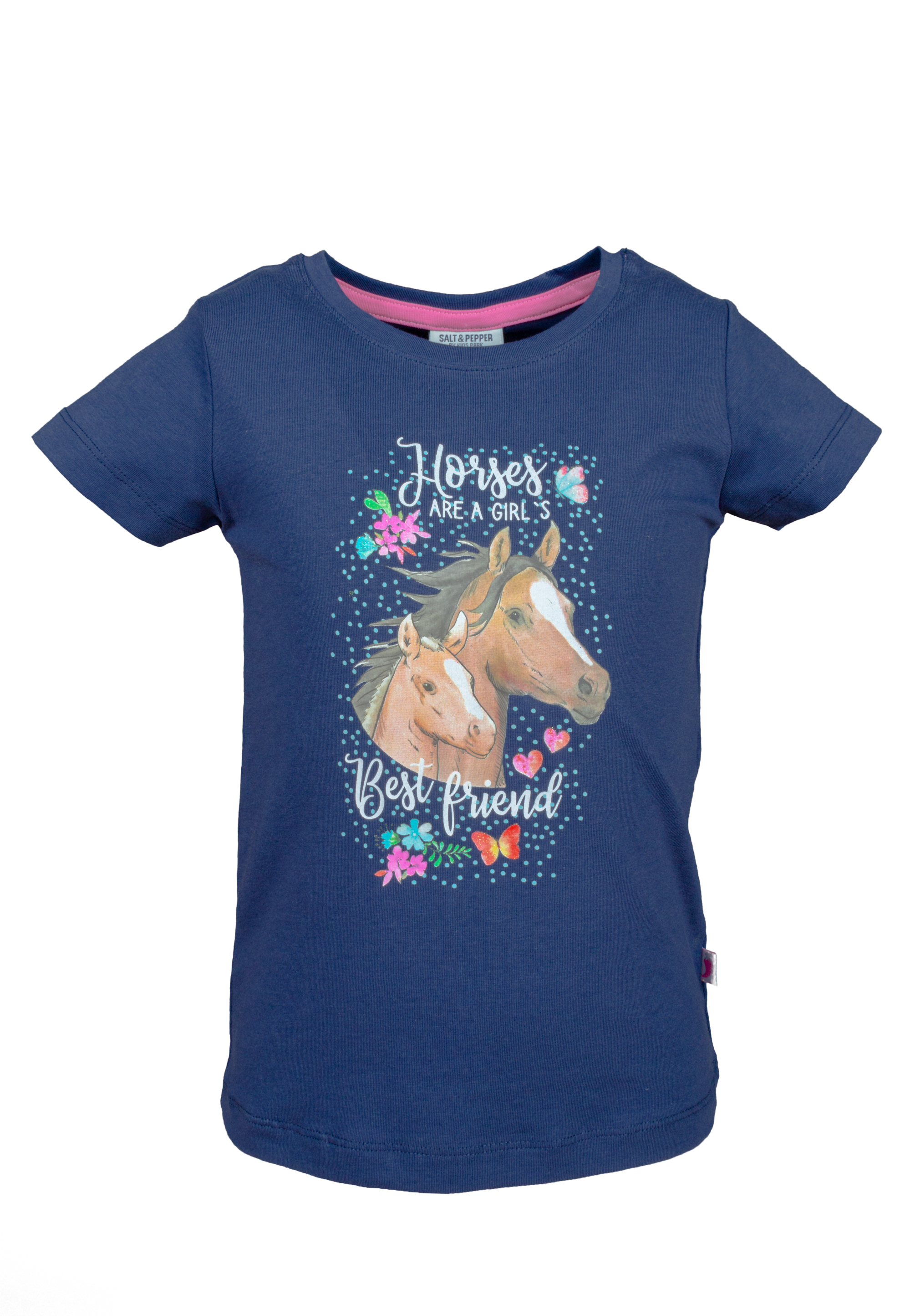 SALT AND PEPPER Abito Per Bambine Con Volant E Stampa Cavalli Glitterata – Morbido Felpato, Vestito Ragazza