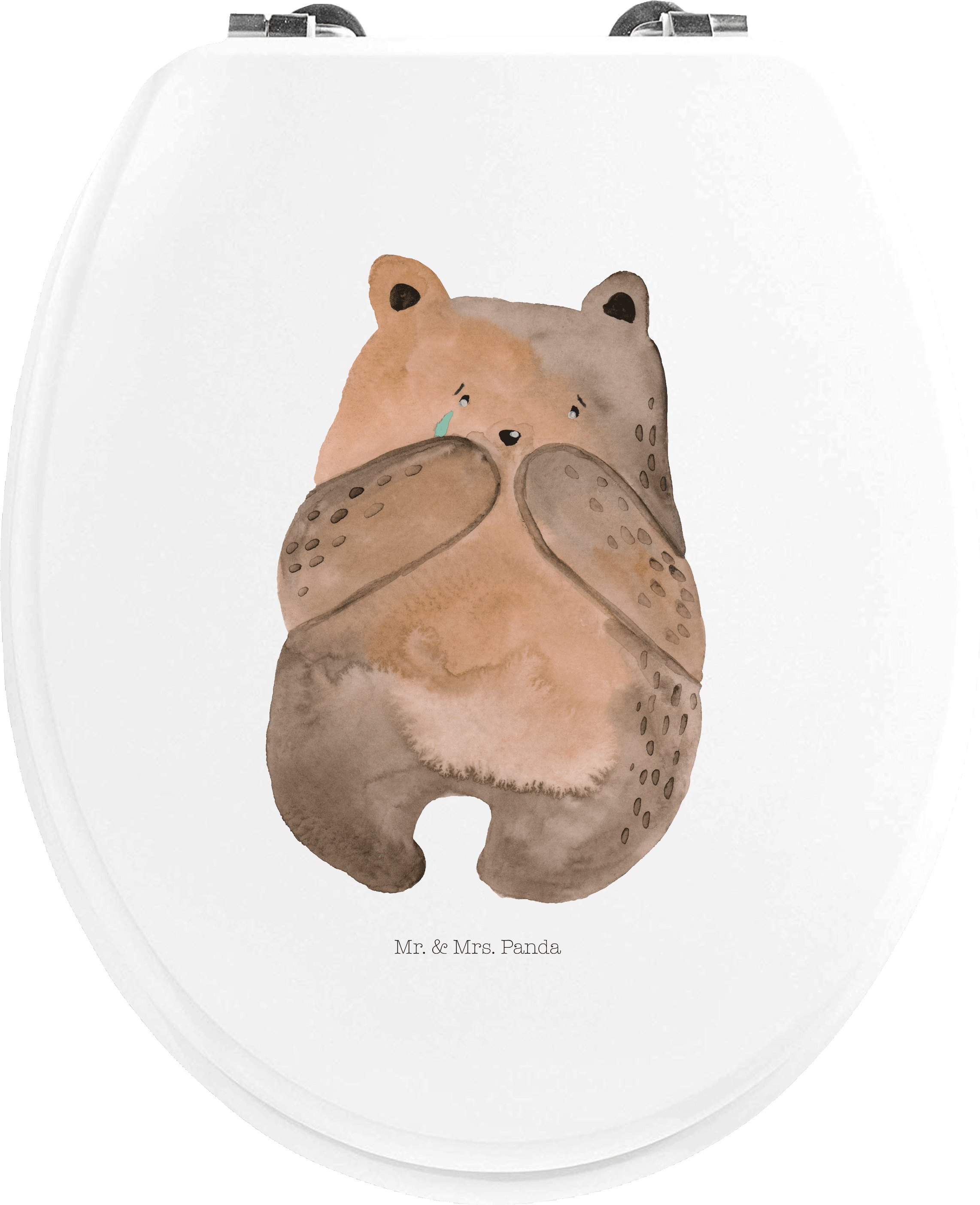 Mr. & Mrs. Panda Holz Klobrille Bär Verlust - Weiß - Geschenk, WC Deckel, WC-Sitz, Trauer Trauergeschenk Traurig Trösten Trost Liebeskummer, Klodeckel, Brille, klo, Teddy PD-1116640-STANDARD