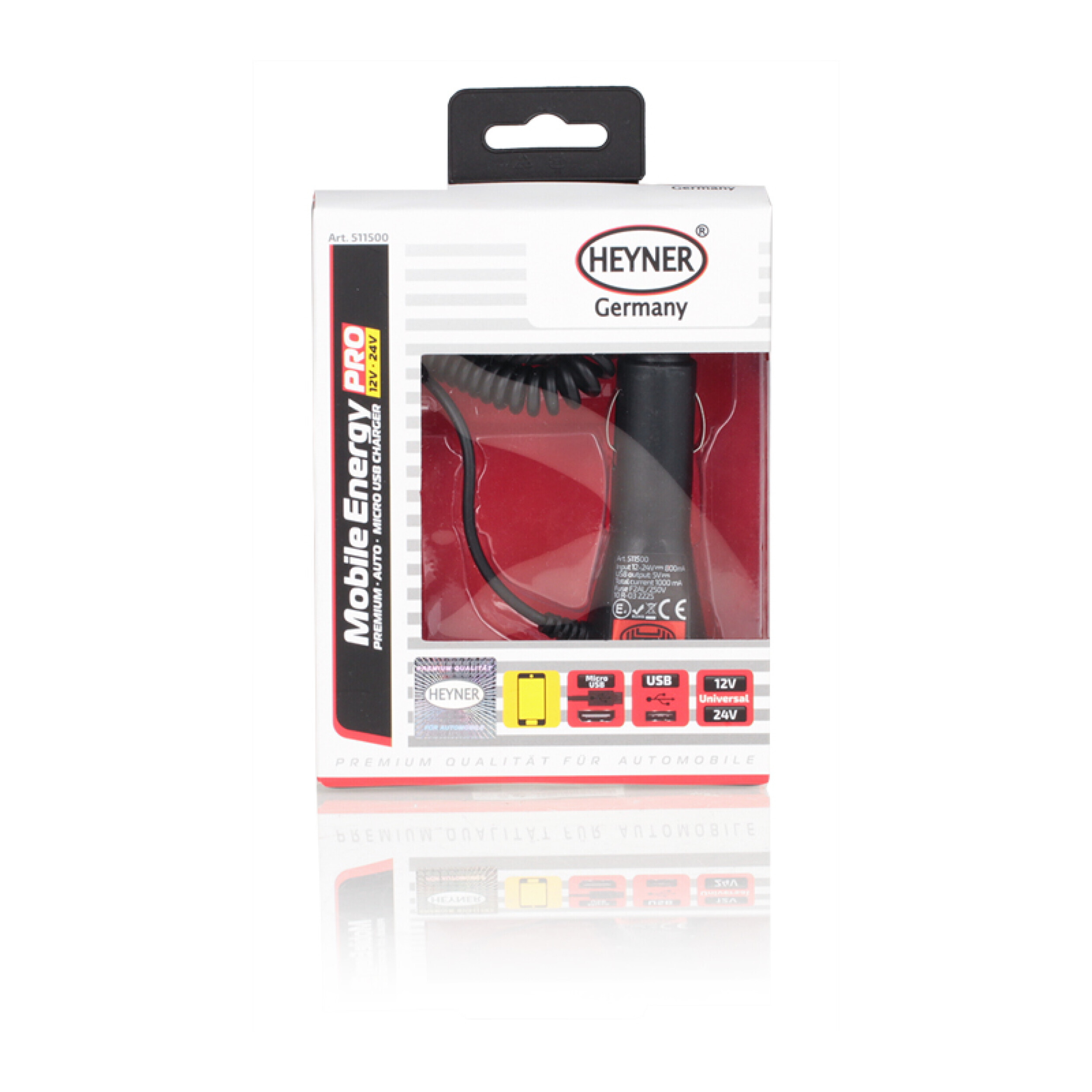HEYNER® Micro USB nabíjačka 12/24 V pre adaptér do zásuvky cigaretového zapaľovača Univerzálny nabíjací kábel Osobný automobil Nákladné auto Autobus Traktor atď.