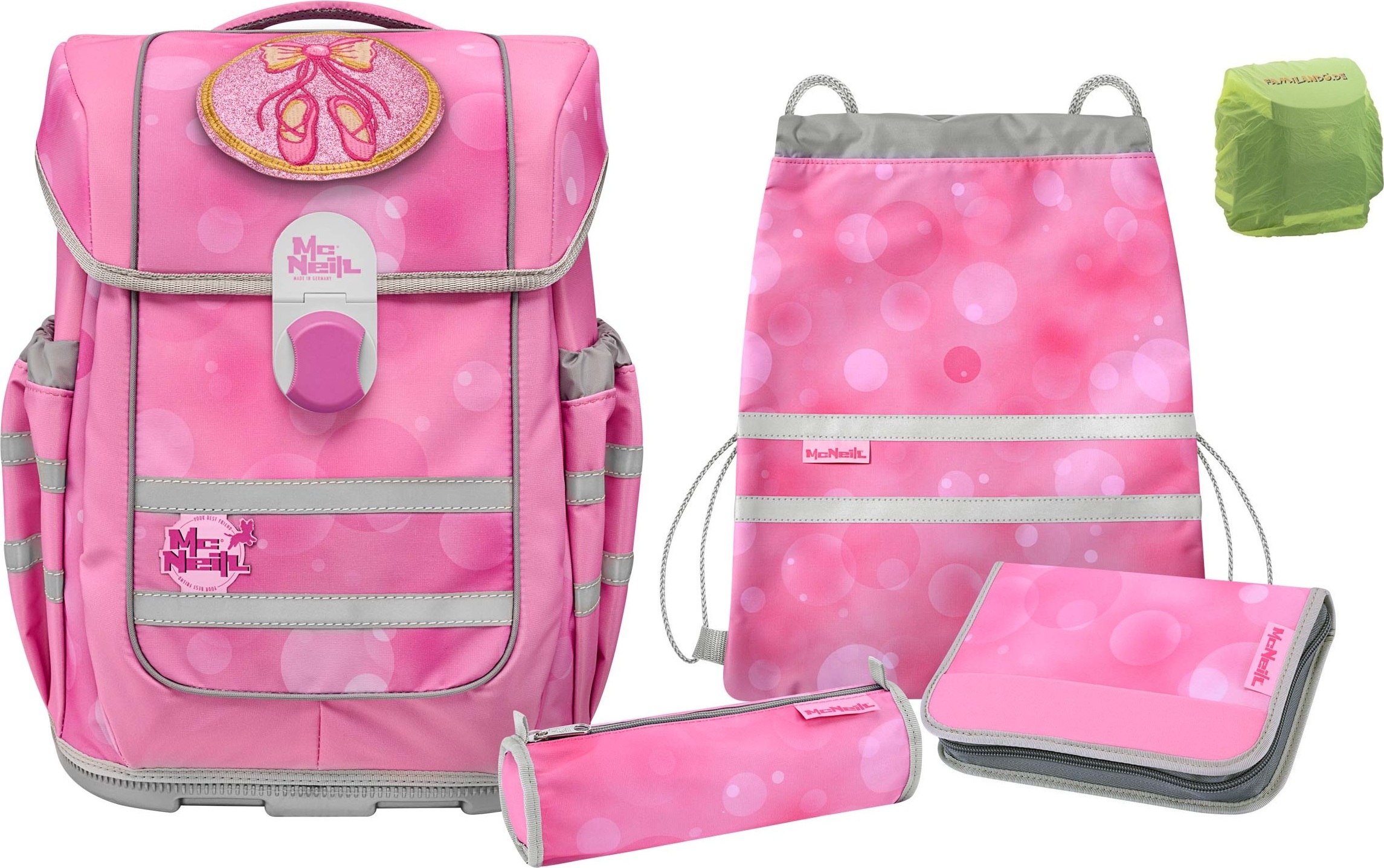 McNeill GIRLY Schulranzen McOcean inkl. Federmappe, Schlamper, Turnbeutel und Motivmagnet