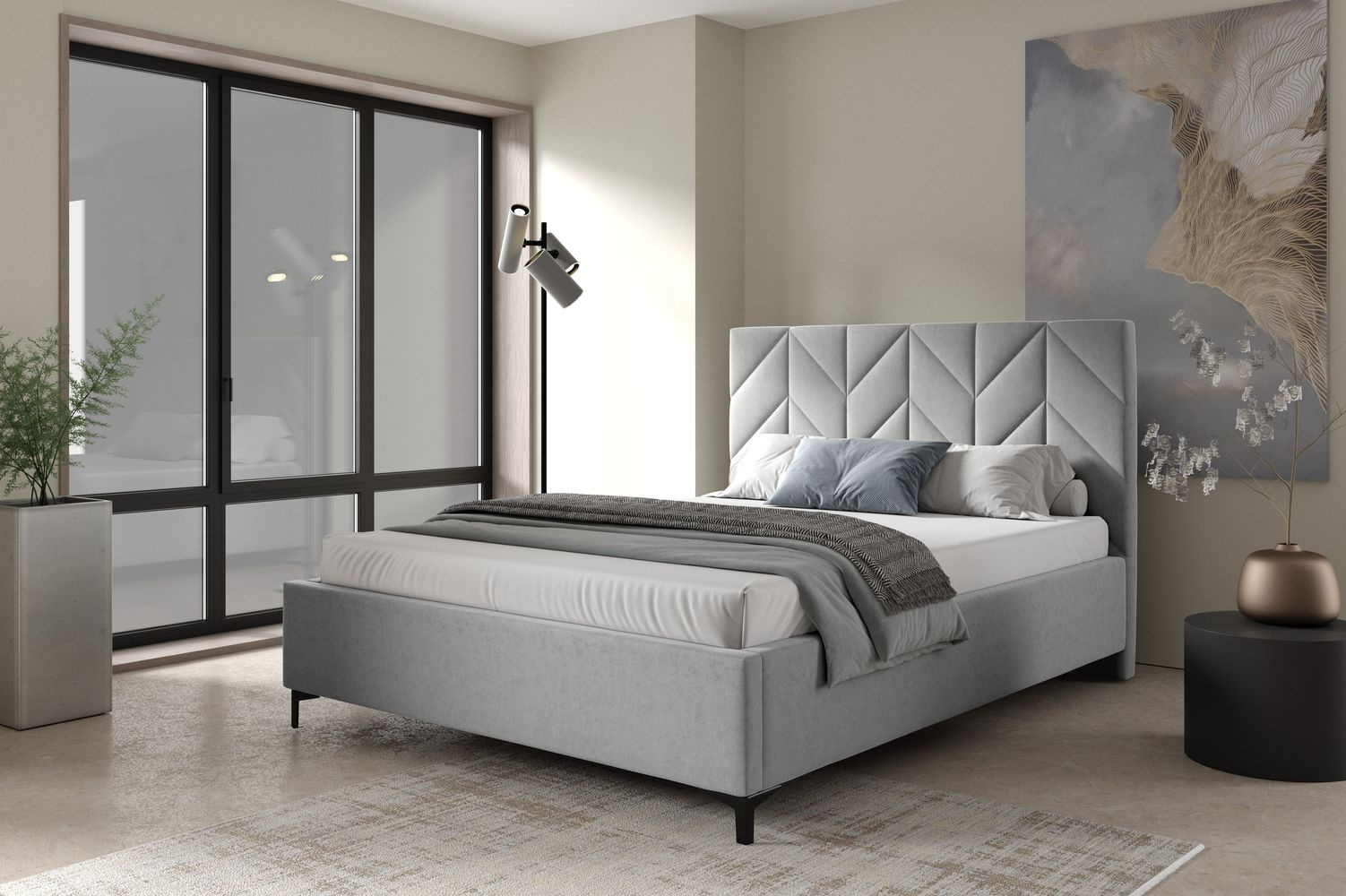 Čalúnená posteľ 140x200 ODETA 6 - svetlo šedá