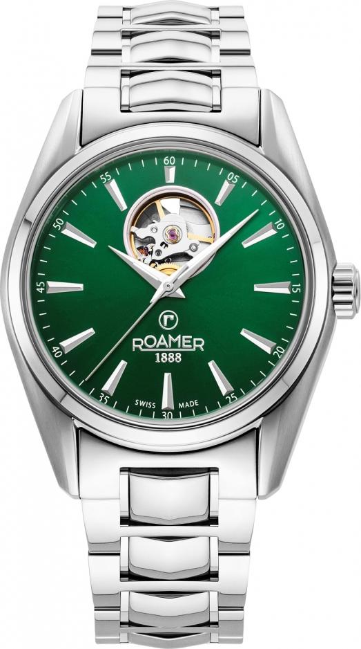 Herrenuhr ROAMER 984985 41 75 20 klassisch aufgebrochene grüne Uhr.