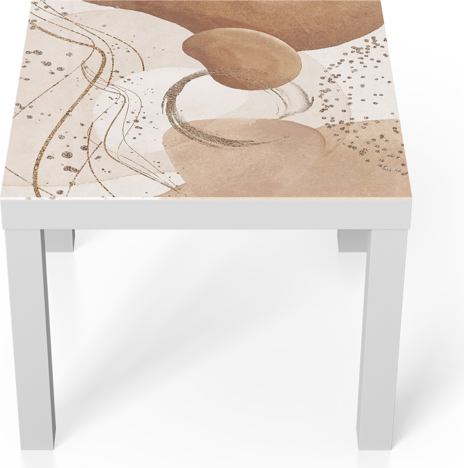 DEQORI Couchtisch 55x55 cm Weiß 'Erdfarbene Eleganz' Glas Beistelltisch Glastisch modern TL-55-55-W-3486