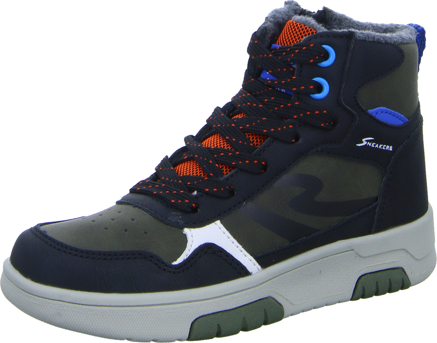 Sneakers Jungen-High-Top-Sneaker Khaki-Schwarz, Farbe:grün, EU Größe:32 LD1622NGG01