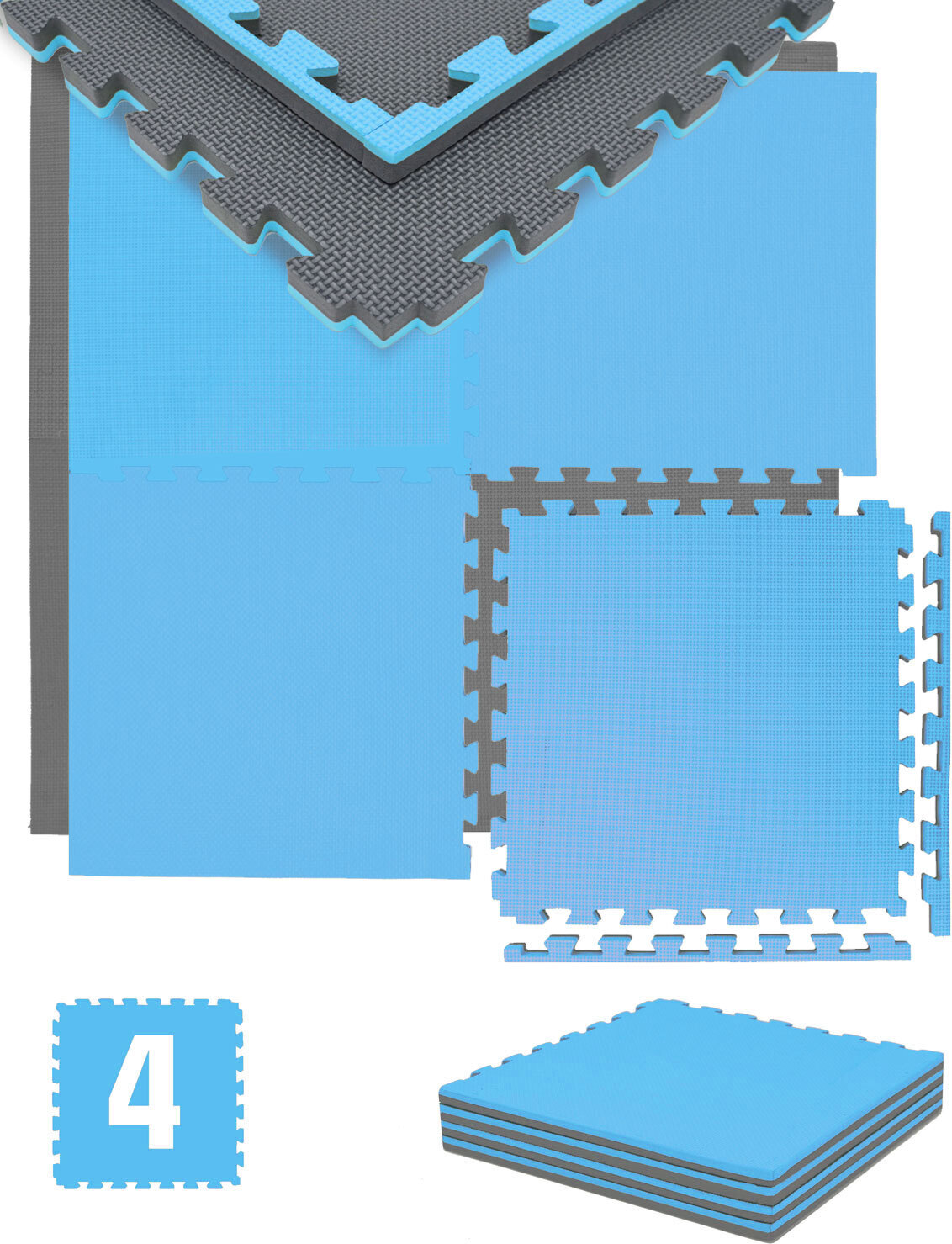 Eyepower 2 cm Dick: 1m² Bodenschutz Fitnessmatte - 4 Sportmatten 50 x 50 Optische Mängel 17174