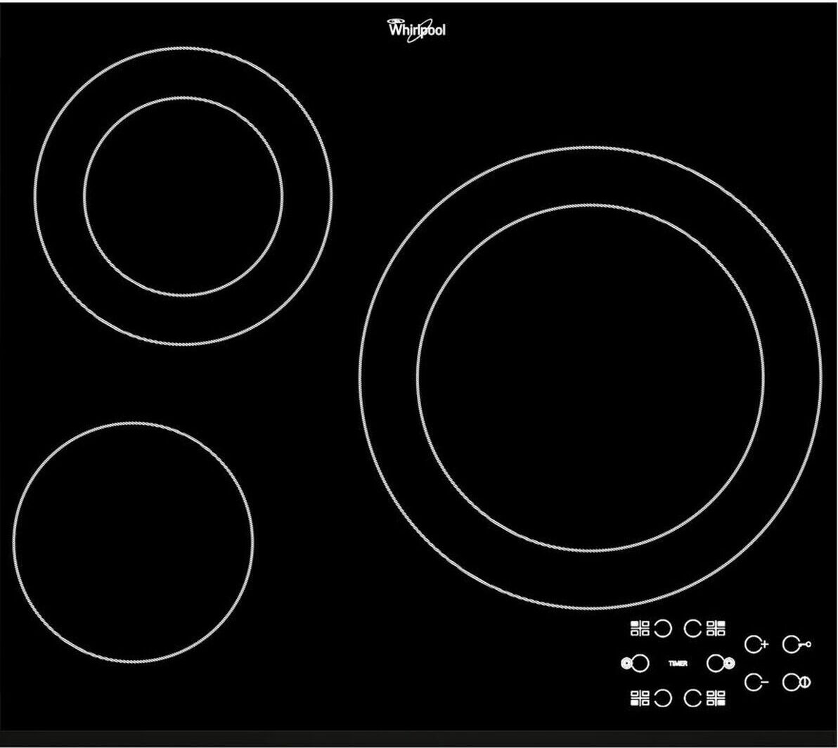 Kochfeld Glaskeramikkochfeld whirlpool akt807bf 60cm 3 Zonen de cooking touch control AKT 807/BF