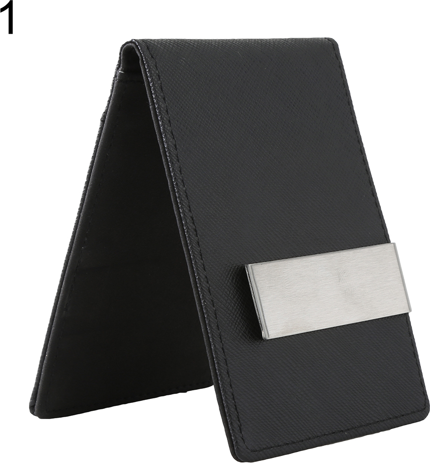 PMALT Neu Arrivel Herrenmode Kunstleder Geldscheinklammer Slim Wallet ID Kreditkartenetui Schwarz