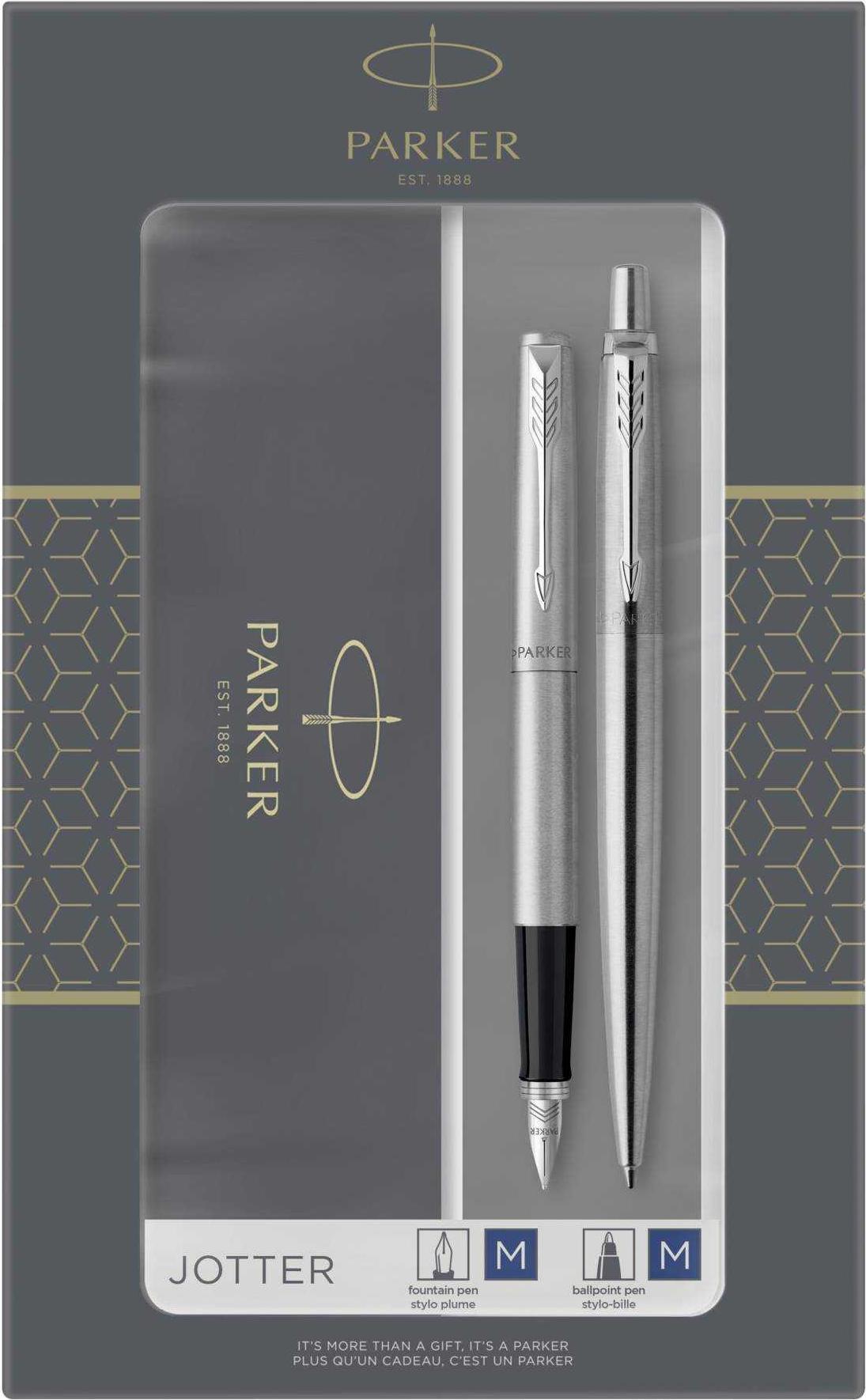 PARKER Jotter Originals Kugelschreiber 2er Pack - Mittlere Spitze, Blaue Tinte, Edles Design Mit Klick-Mechanismus