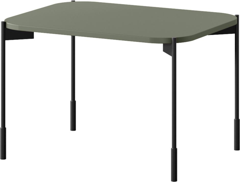 Wohnzimmer-Couchtisch mit 60 cm Breite in grün matt, Tischbeine Metall schwarz - SPLIT-141