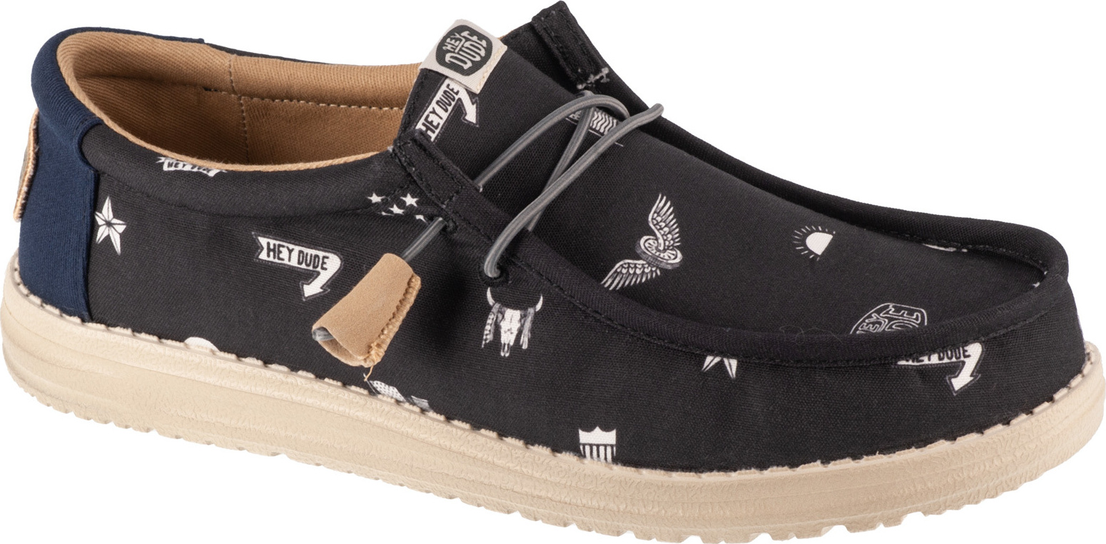 Hey Dude Wally Stars N Skulls Print 41284-001, tenisky, pánske, čierne