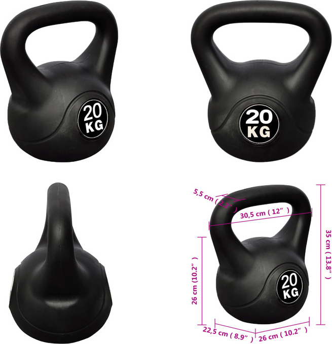 vidaXL Kettlebell Kugelhantel Trainingshantel Gewicht 20KG - Kettelbells - Kettlebell - Kettlebells - Kugelhantel HL90394