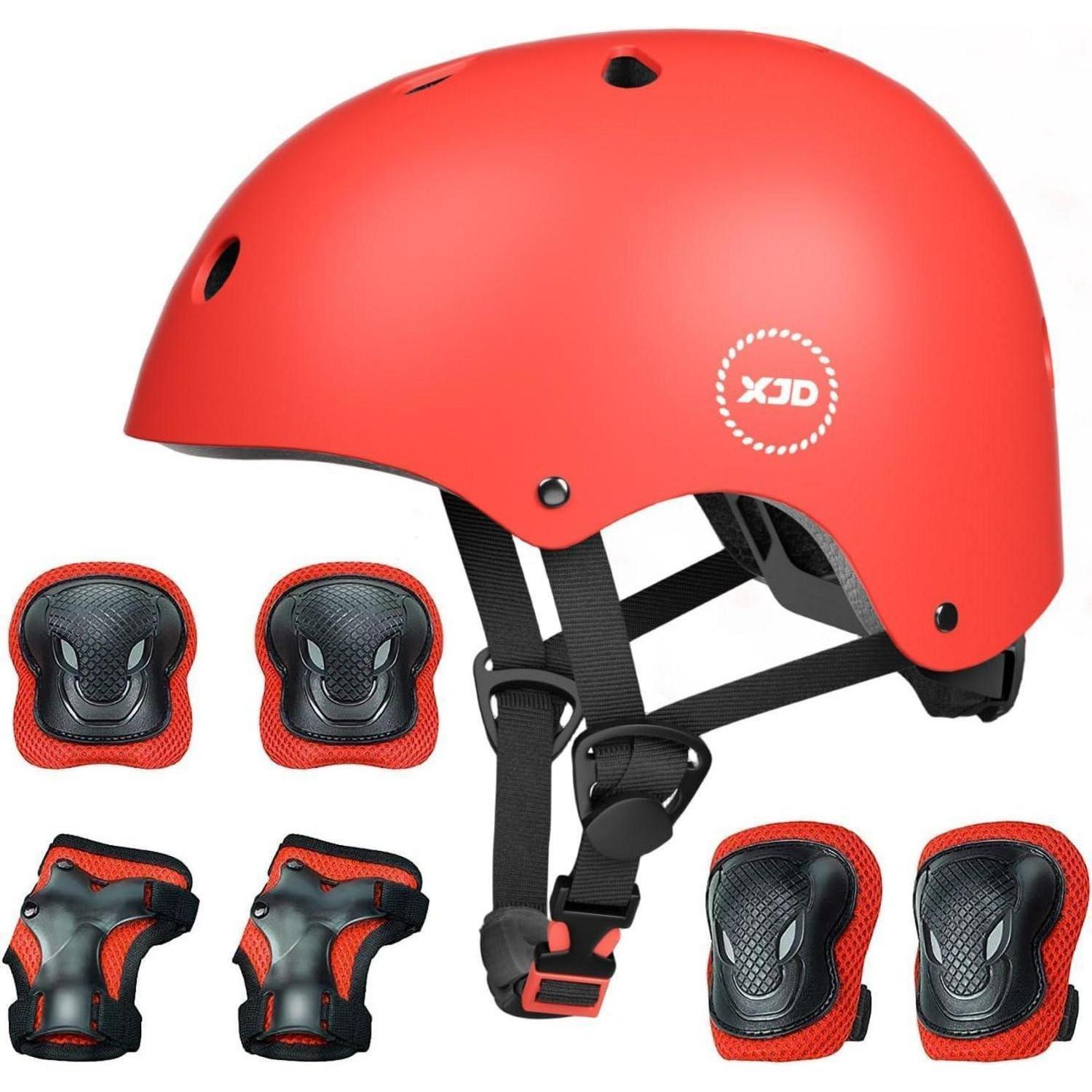 Sonstige Kinder Fahrradhelm Skaterhelm Set Rot Größe M 55-58 cm mit Schonern