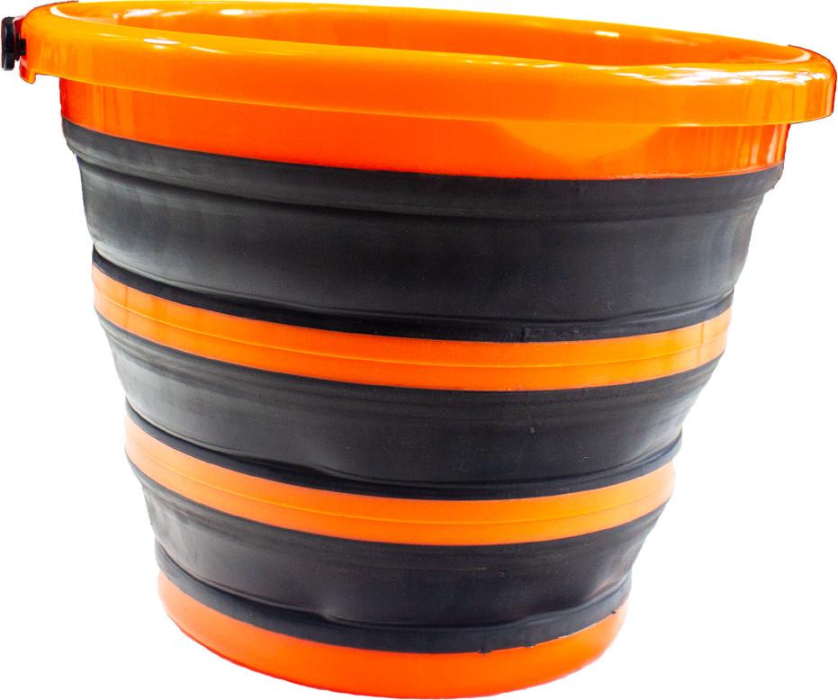 Garten PRIMUS Falteimer schwarz / orange aus Silikon 03055