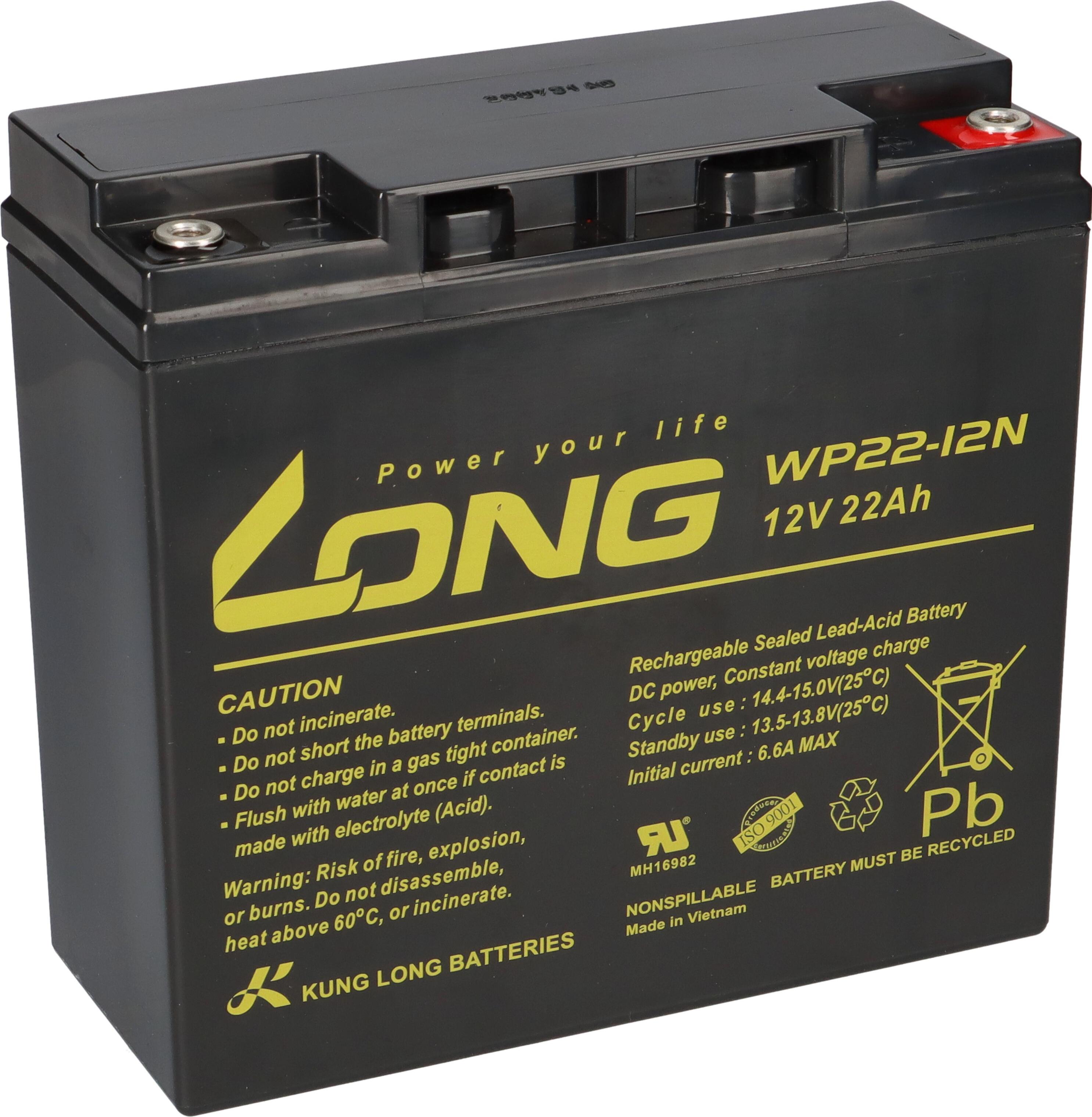 kunglong Kung Long WP22-12N 12V 22Ah Batterie AGM Blei Akku wartungsfrei zyklisch 3346