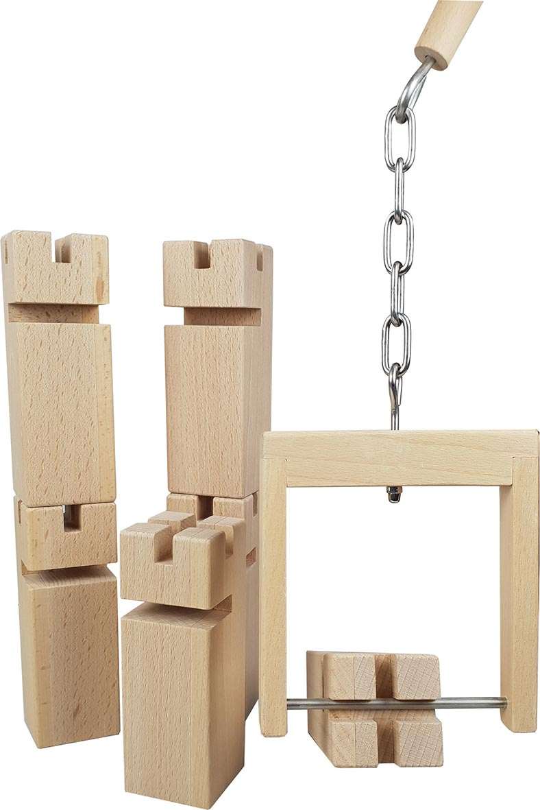 goki 63882 Fröbelturm, Teamspiel für 2 bis 16 Spieler aller Altersklassen, Buchenholz, natur GOK63882