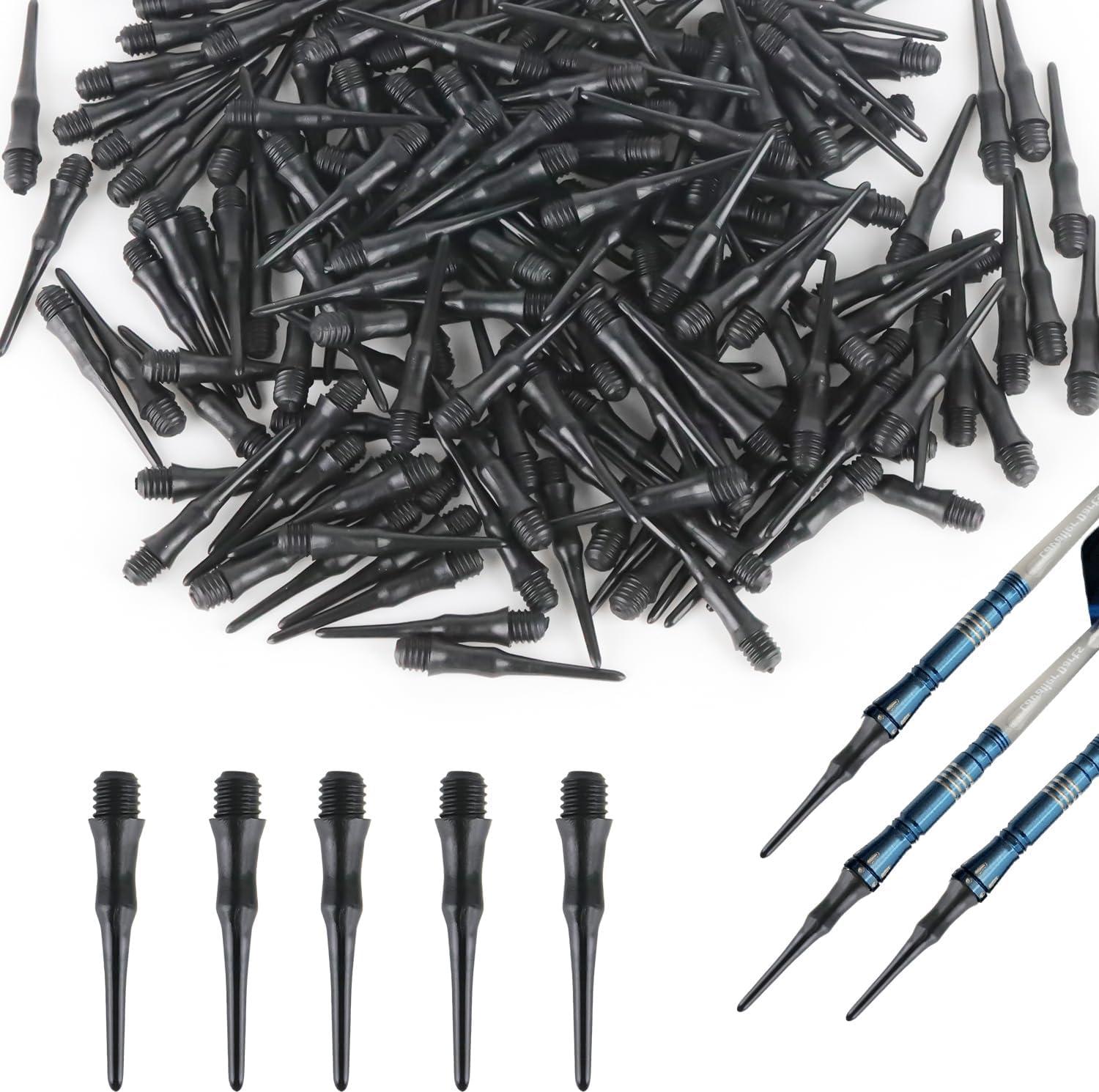 Markenlos Dartspitzen aus Kunststoff - 200 Stück - Softdartspitzen - schwarze Dartspitzen - Zubehör - Ersatzspitzen - Dartpfeilspitzen zur Verbesserung deiner Dartfähigkeiten